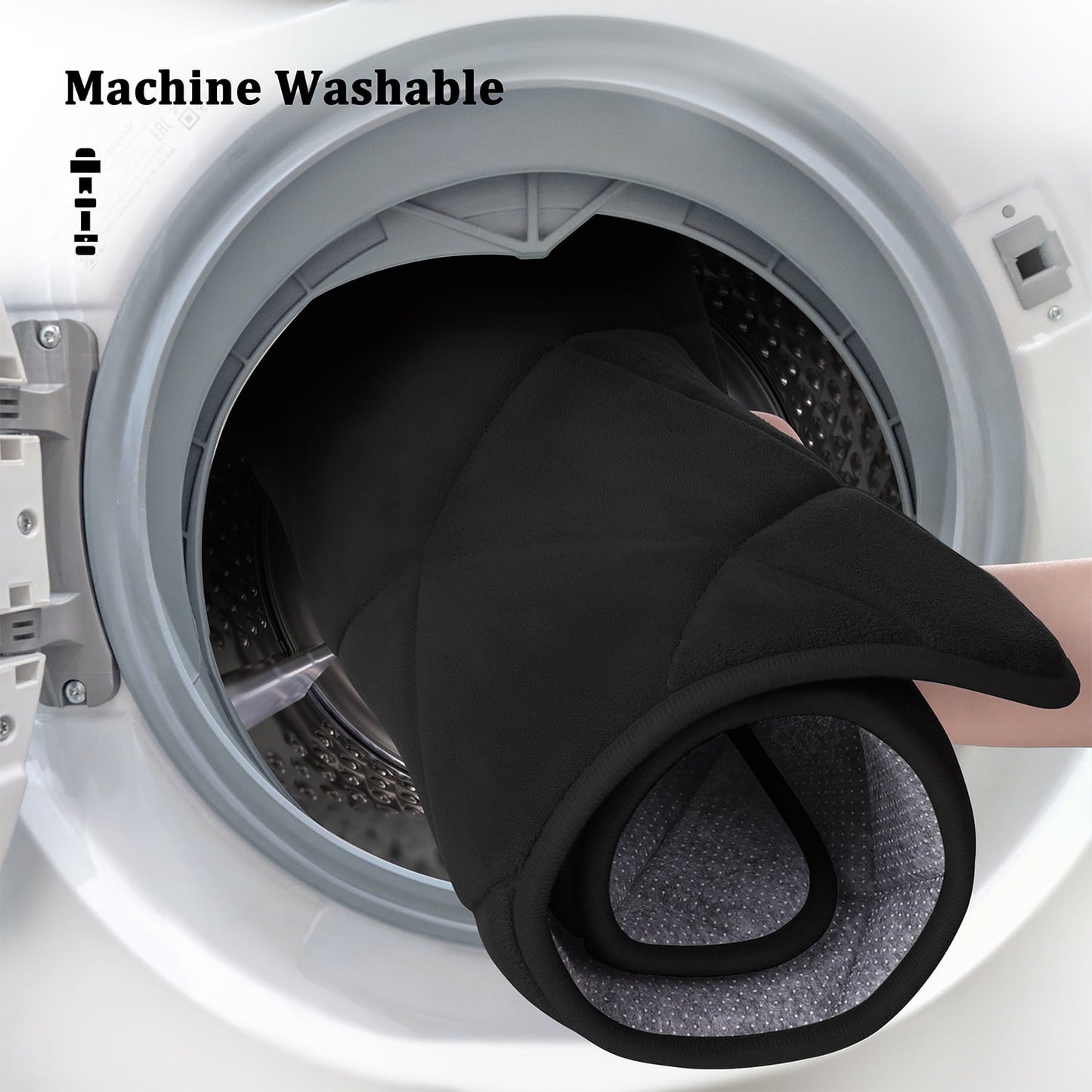 CHAKME Non Slip Machine Washable 5 Piece Bath Rug Set Memory Foam Ultra Absorbent Large 20inx46in & 32inx20in Long 24inx17in Small 18inx16in U Shape Contour 24inx20in Bathroom Mat Rustic Lattice black