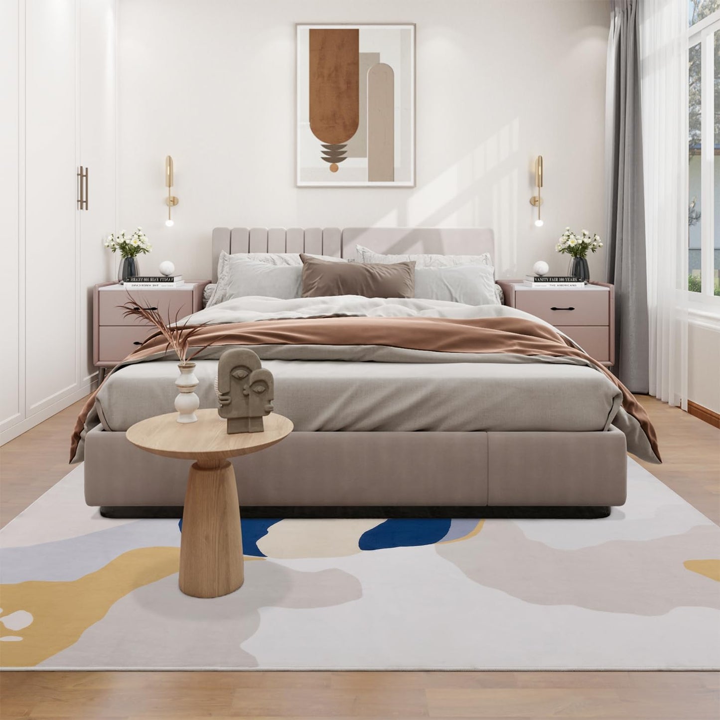 Machine Washable Blue Area Rug