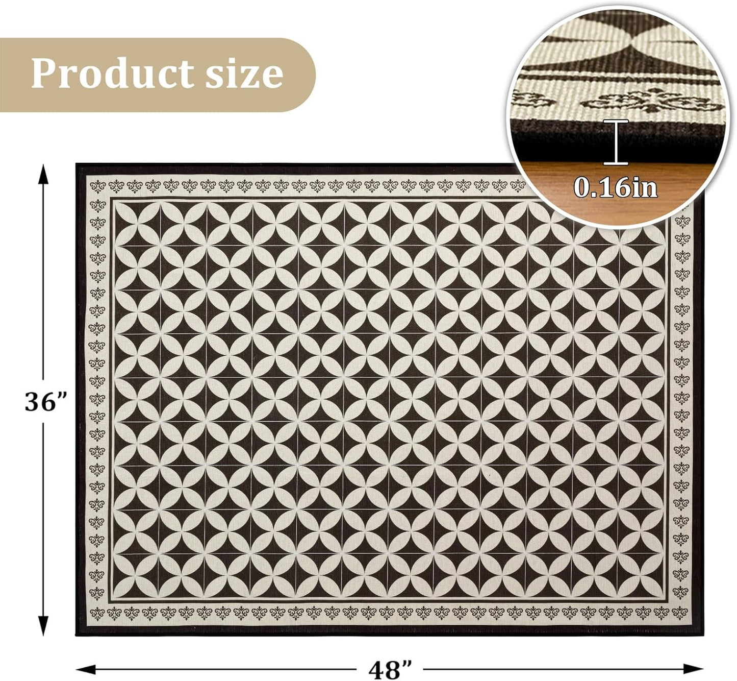 Office Chair Mat White and Black