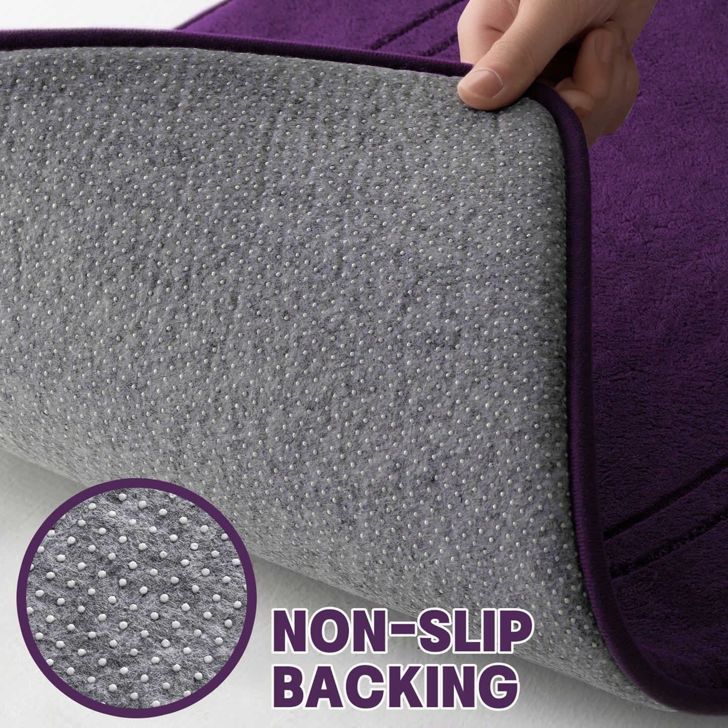 CHAKME U Shape Bath Mat Set 24inx20in&24inx16in Non Slip Super Absorbent Machine Washable Bathroom Memory Foam Floor Rug Toilet,Classic Greek Key purple