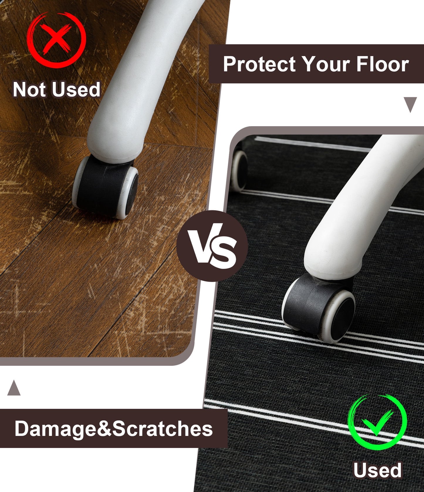 CHAKME Striped Chair Mat Hardwood Floor 36 x 48 Non Slip Washable Office Chair Mat Desk Chair Floor Protector