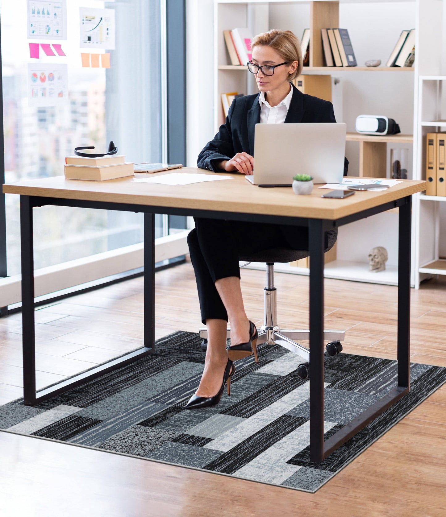 CHAKME Patchwork Chair Mat Hardwood Floor 36 x 48 Non Slip Washable Office Chair Mat Desk Chair Floor Protector