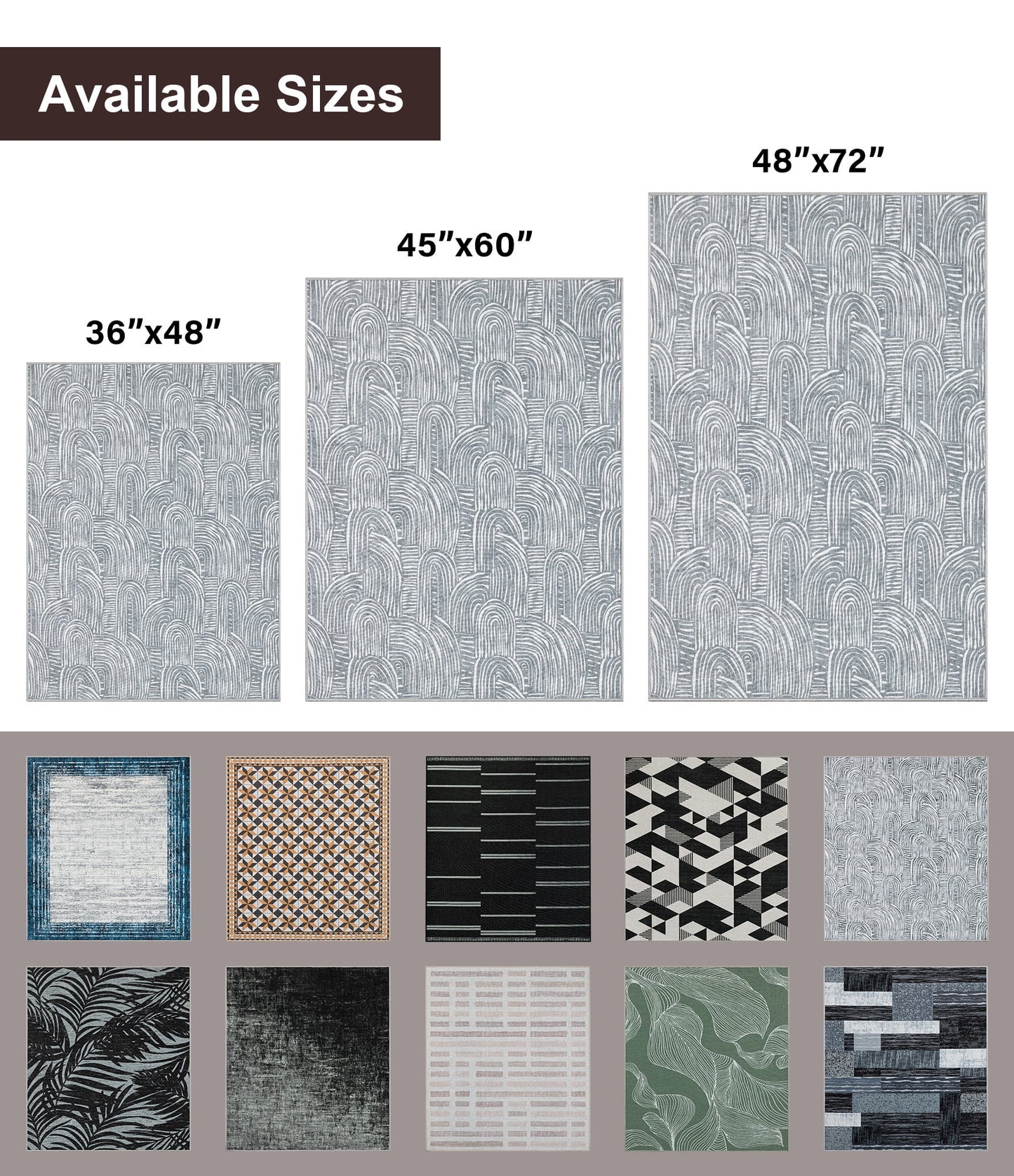 CHAKME Hardwood Floor Office Chair Mat, Non Slip Washable Floor Protector Desk Chair, 48in x 72in, Grey Arched Pattern