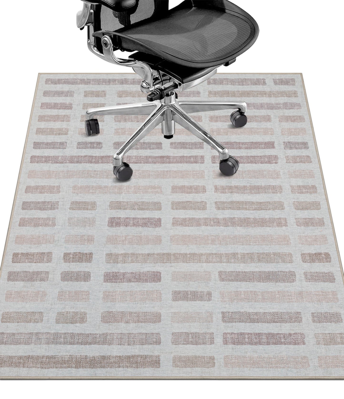 CHAKME 4' X 5' Beige Block Office Chair Mat Hardwood Floor Desk Chair Mat Anti Slip Floor Protector Under Desk Low Pile Office Rug Home
