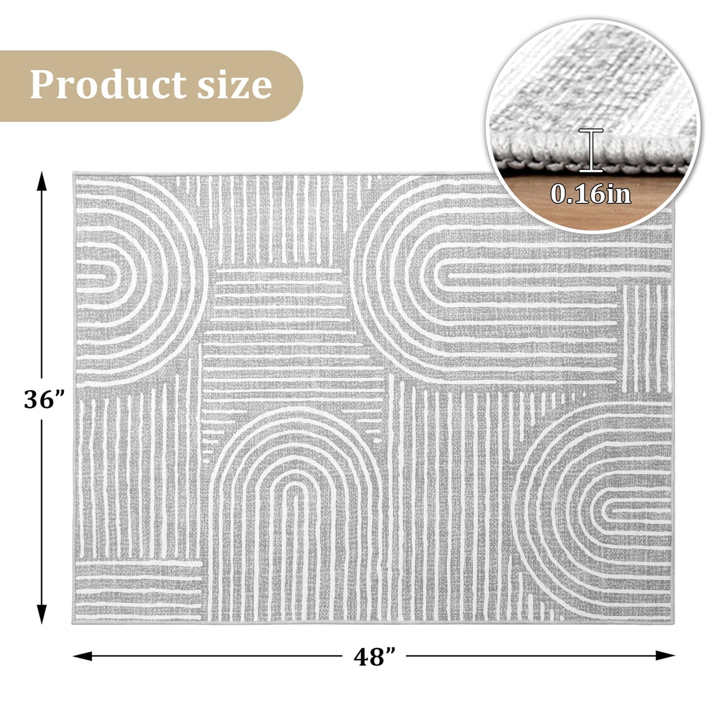 CHAKME Gray Wave Chair Mat Hardwood Floor 36 x 48 Non Slip Washable Office Chair Mat Desk Chair Floor Protector