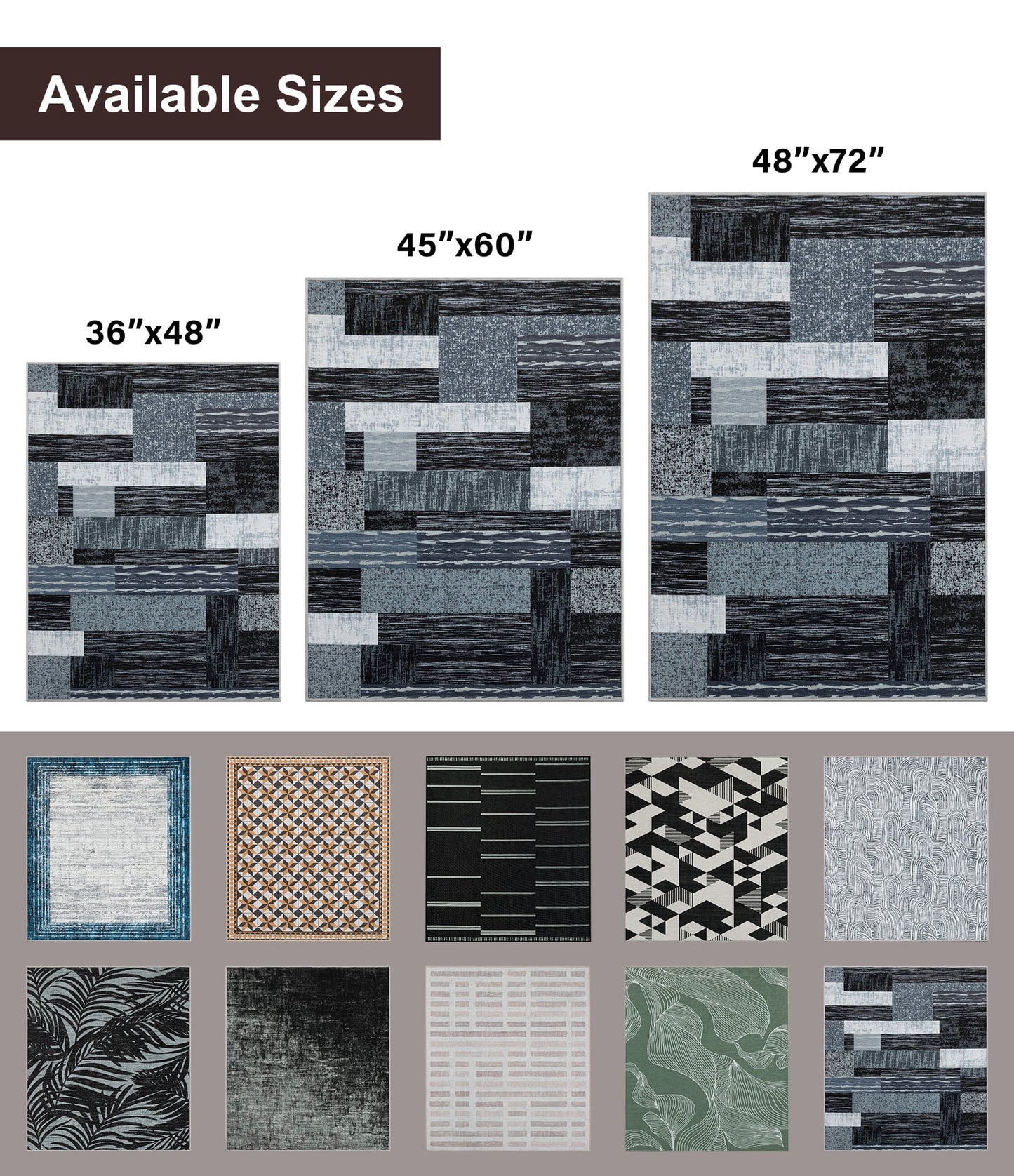 CHAKME Hardwood Floor Office Chair Mat, Non Slip Washable Floor Protector Desk Chair, 48in x 72in, Grey Patchwork