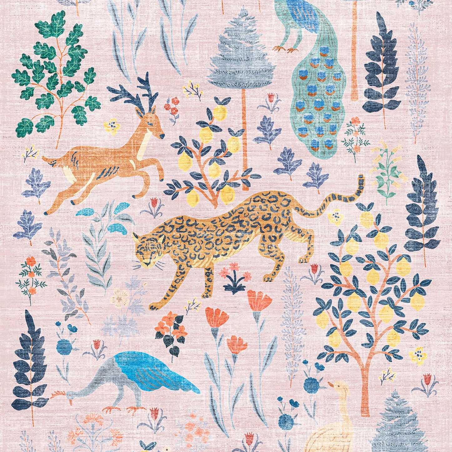 CHAKME 4'x6' Jungle Safari Wild Animal Area Rug Machine Washable Non Slip Leopard Bird Botanical Plant Low Pile Floor Carpet Living Room Dining Room Bedroom