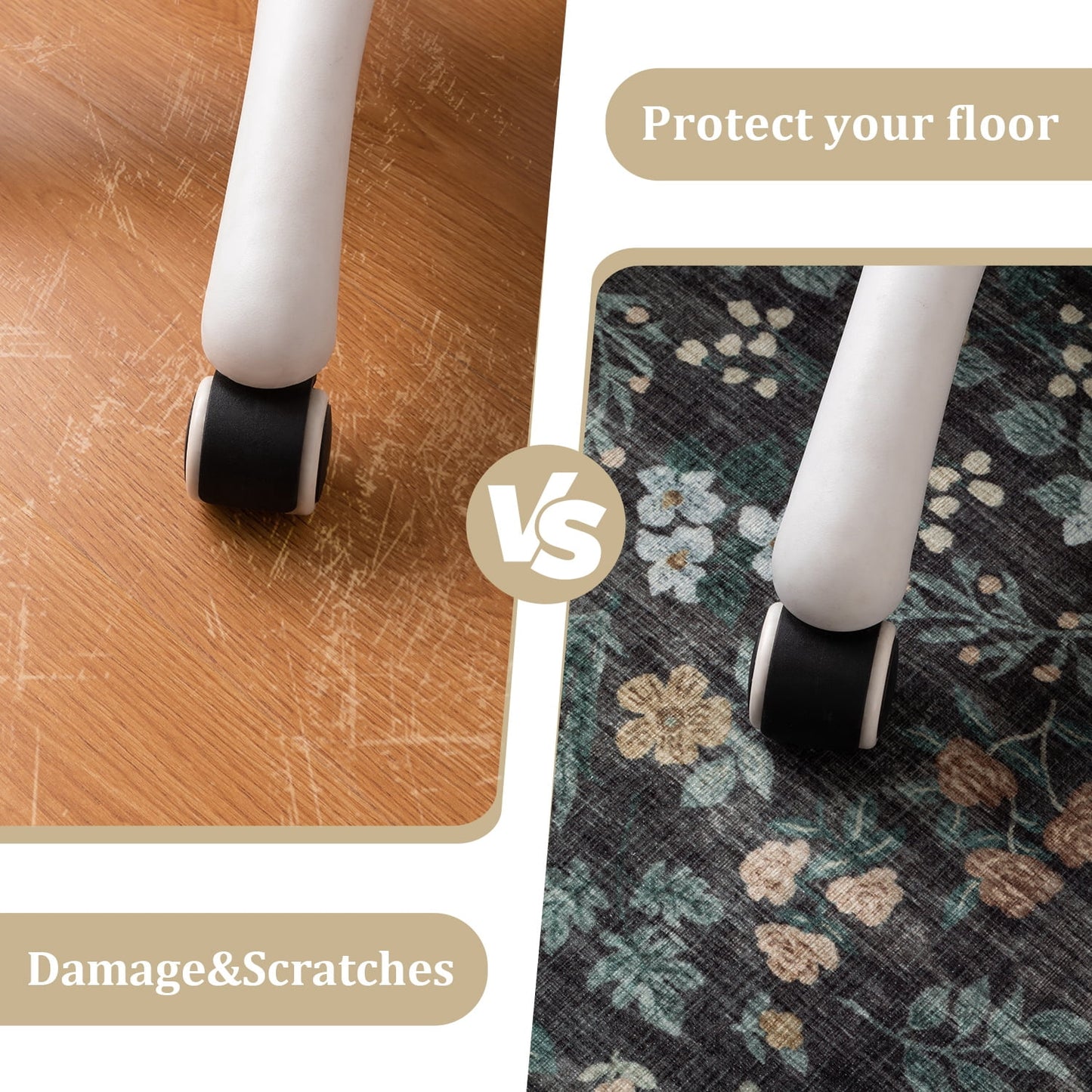 CHAKME Hardwood Floor Office Chair Mat, Non Slip Washable Floor Protector Desk Chair, 48in x 72in, Dark Vintage Floral