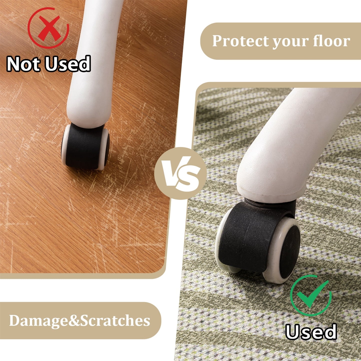 CHAKME 4'x6' Hardwood Floor Office Chair Mat Non Slip Washable Heavy Duty Desk Chair Floor Protector Low Pile Under Desk Rug Living Room Bedroom Home Office