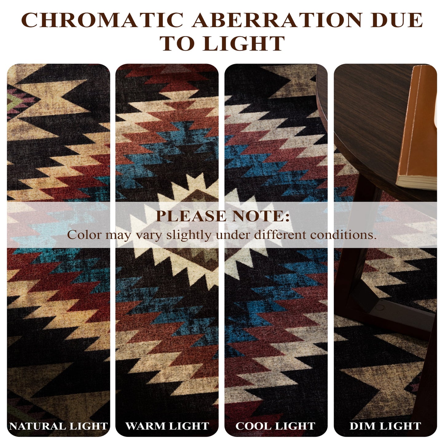 CHAKME 2x8 Washable Southwestern Area Rug, Rustic Cabin Geometric Bear Carpet, Soft Non-Slip Foldable Floor Mat for Living Room Bedroom, Dark Charcoal & Burgundy Red