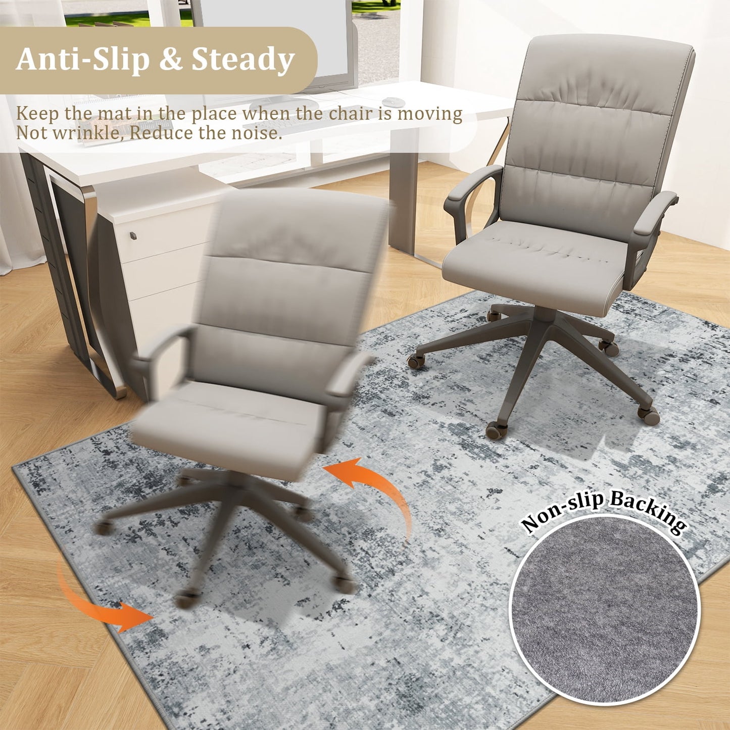 CHAKME 48in X 60in Abstract Grey Protective Flooring Office Chair Mat Hardwood Floor Tile Floor Heavy Duty Desk Chair Mat Carpet Anti Slip Office Floor Mat Rolling Chairs Low Pile Under Desk Rug