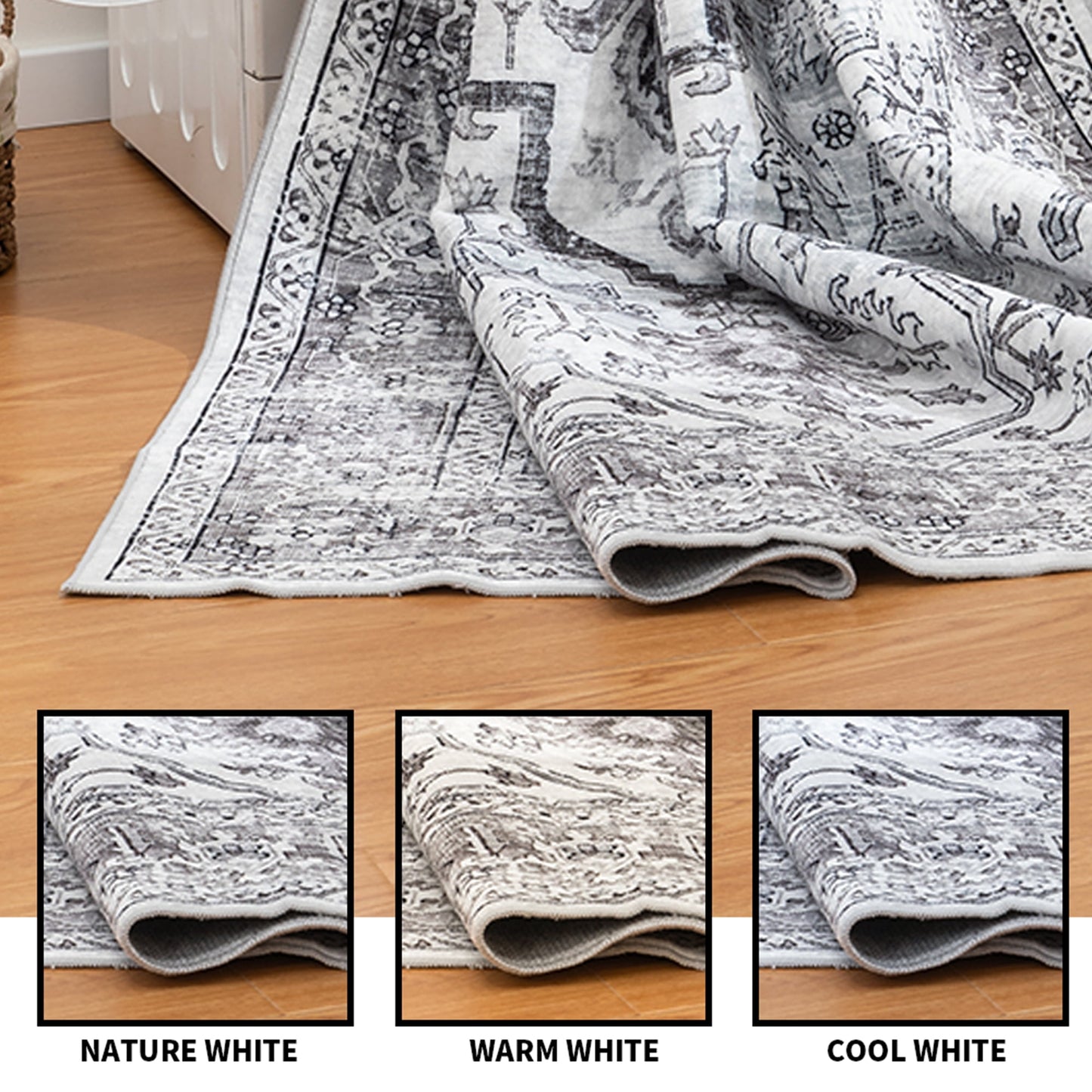 CHAKME 1'x2' Area Rugs Living Room Bedroom Ultra Thin Soft Washable Oriental Vintage Floral Carpet Distressed Rug Indoor Room Dorm Home Carpets Decor£¬Gray