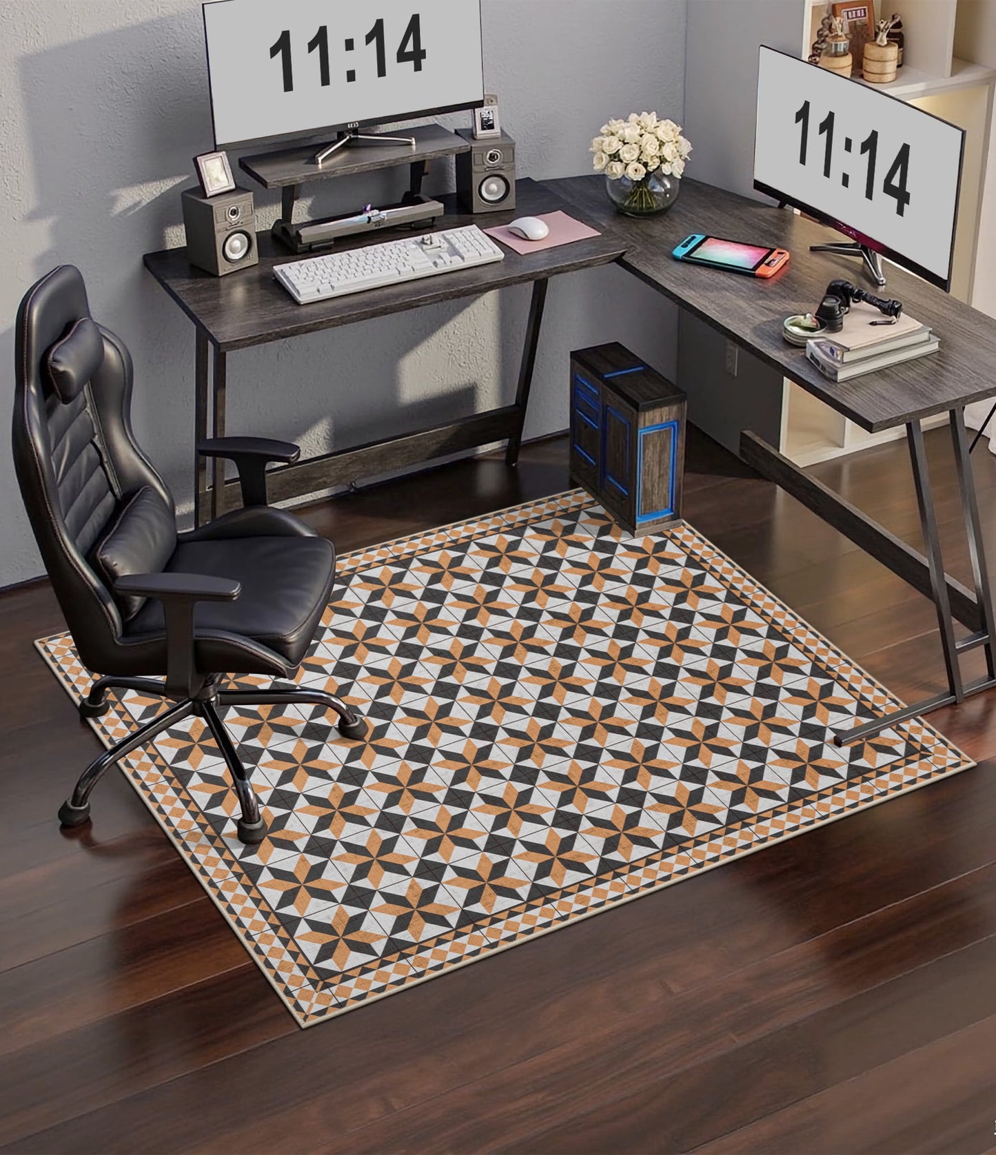 CHAKME 3'x4' Hardwood Floor Office Chair Mat Non Slip Washable Heavy Duty Desk Chair Floor Protector Low Pile Under Desk Rug Living Room Bedroom Home Office