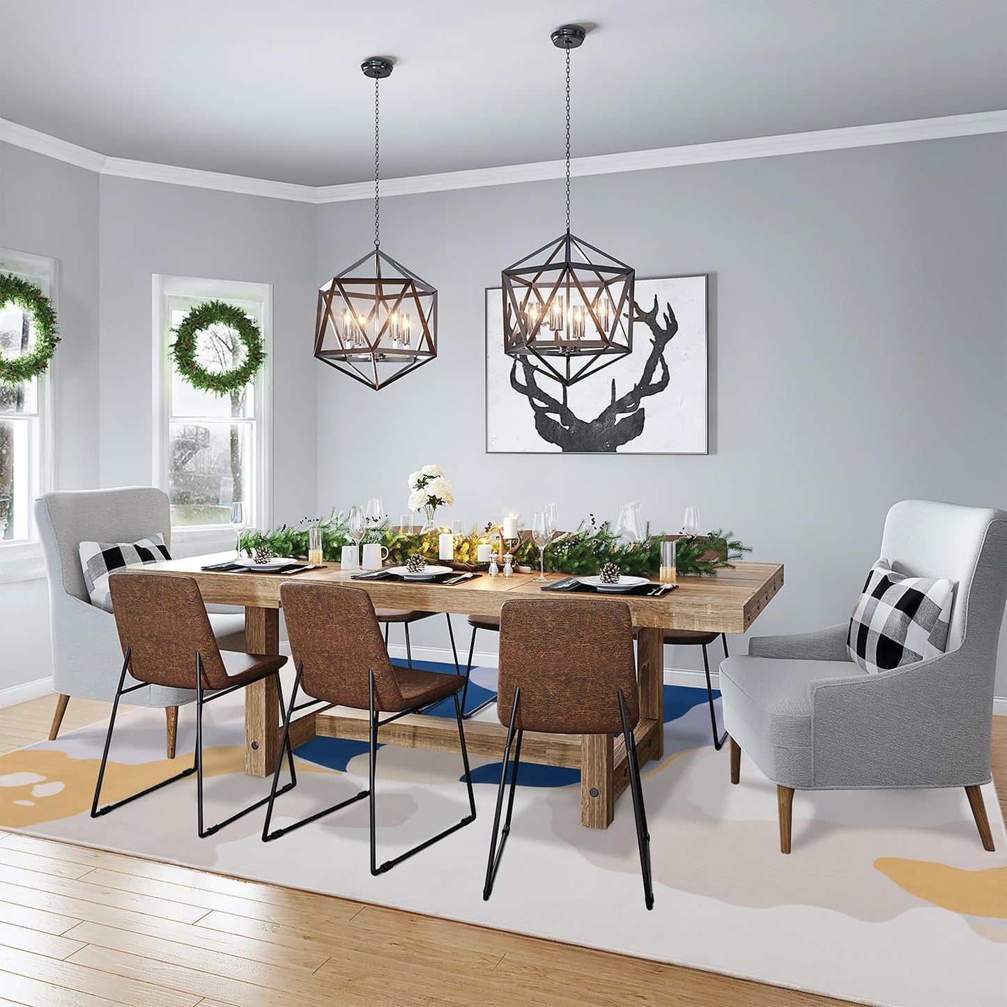 Machine Washable Blue Area Rug