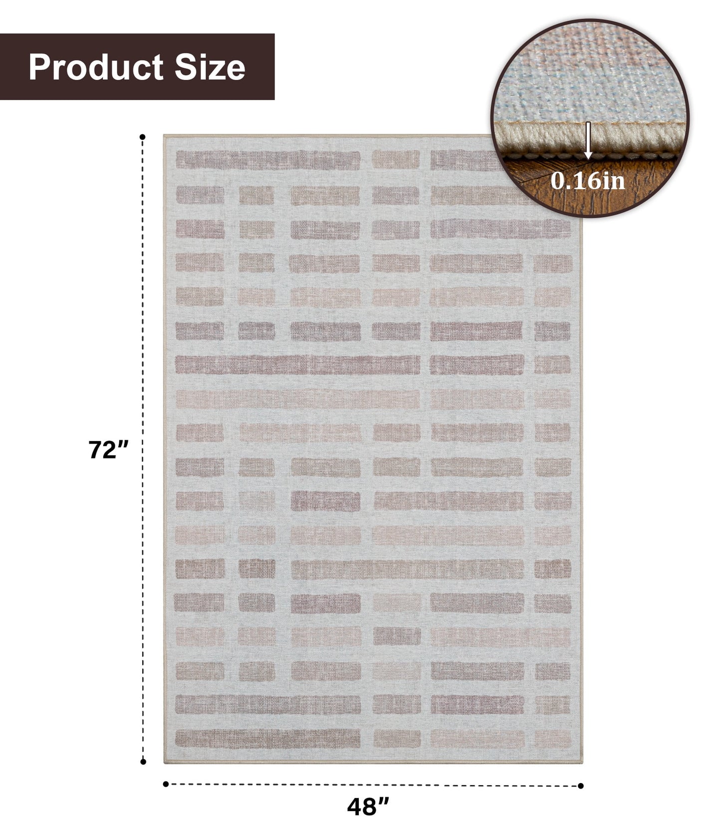 CHAKME Hardwood Floor Office Chair Mat, Non Slip Washable Floor Protector Desk Chair, 48in x 72in, Beige Block Geometric
