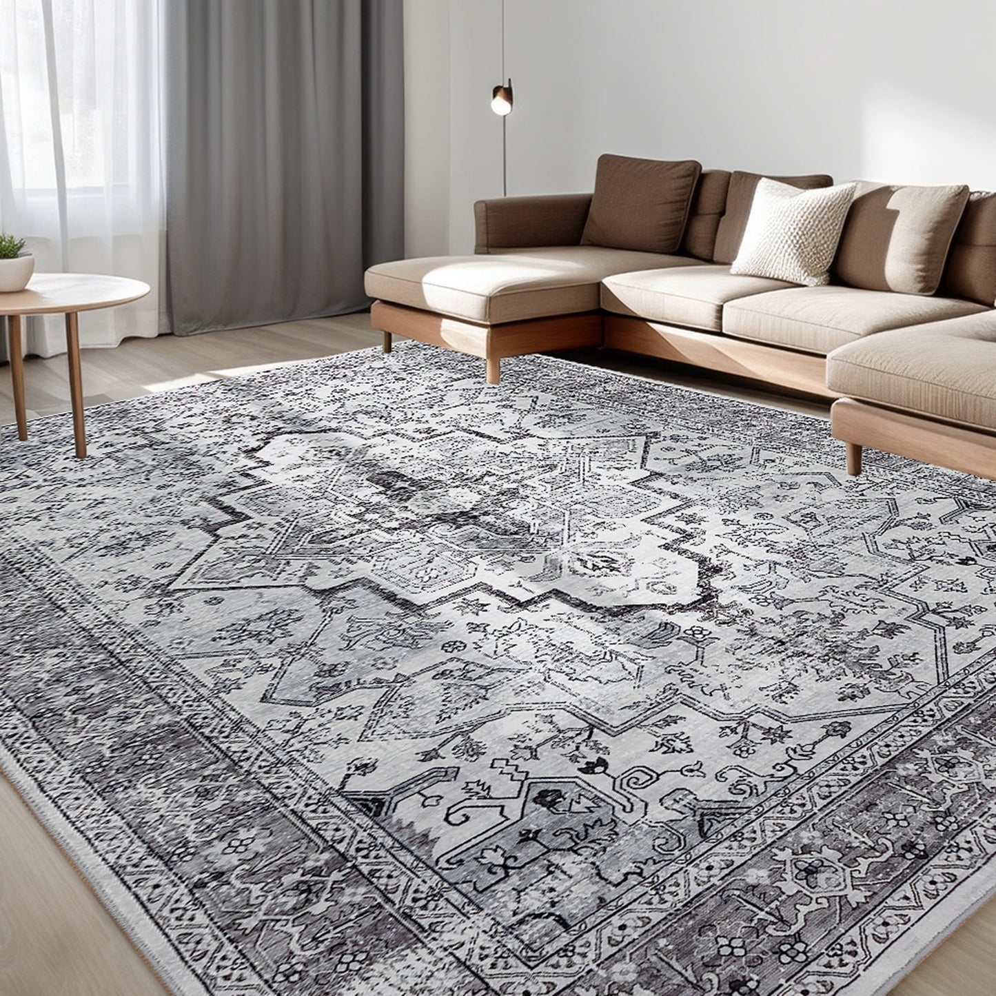 CHAKME 1'x2' Area Rugs Living Room Bedroom Ultra Thin Soft Washable Oriental Vintage Floral Carpet Distressed Rug Indoor Room Dorm Home Carpets Decor£¬Gray
