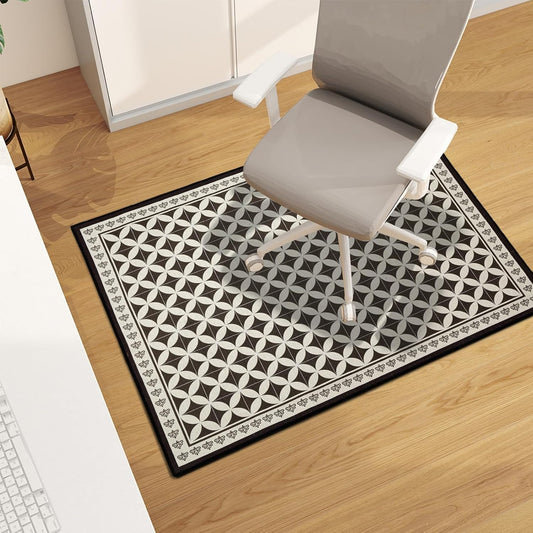Office Chair Mat White and Black
