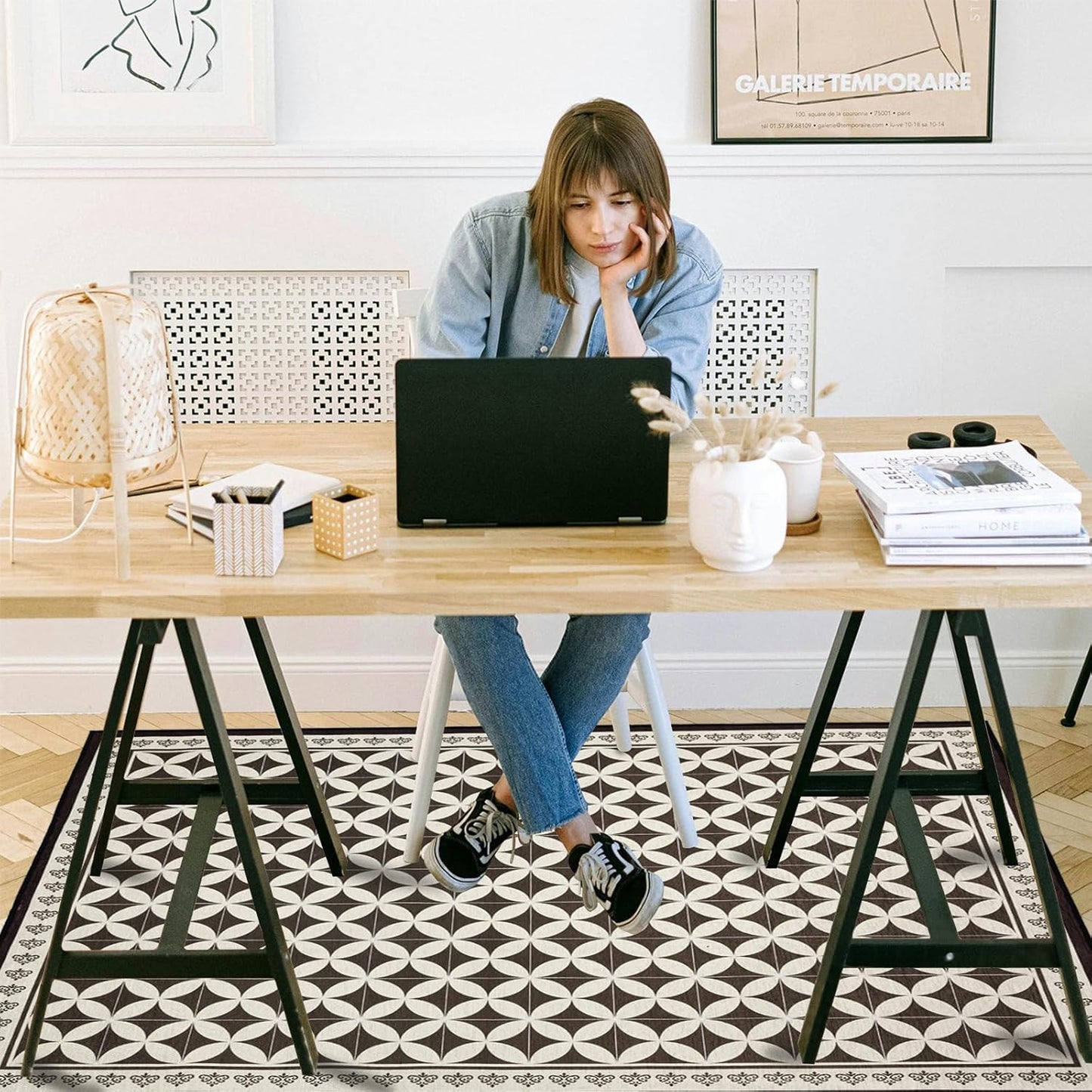 Office Chair Mat White and Black