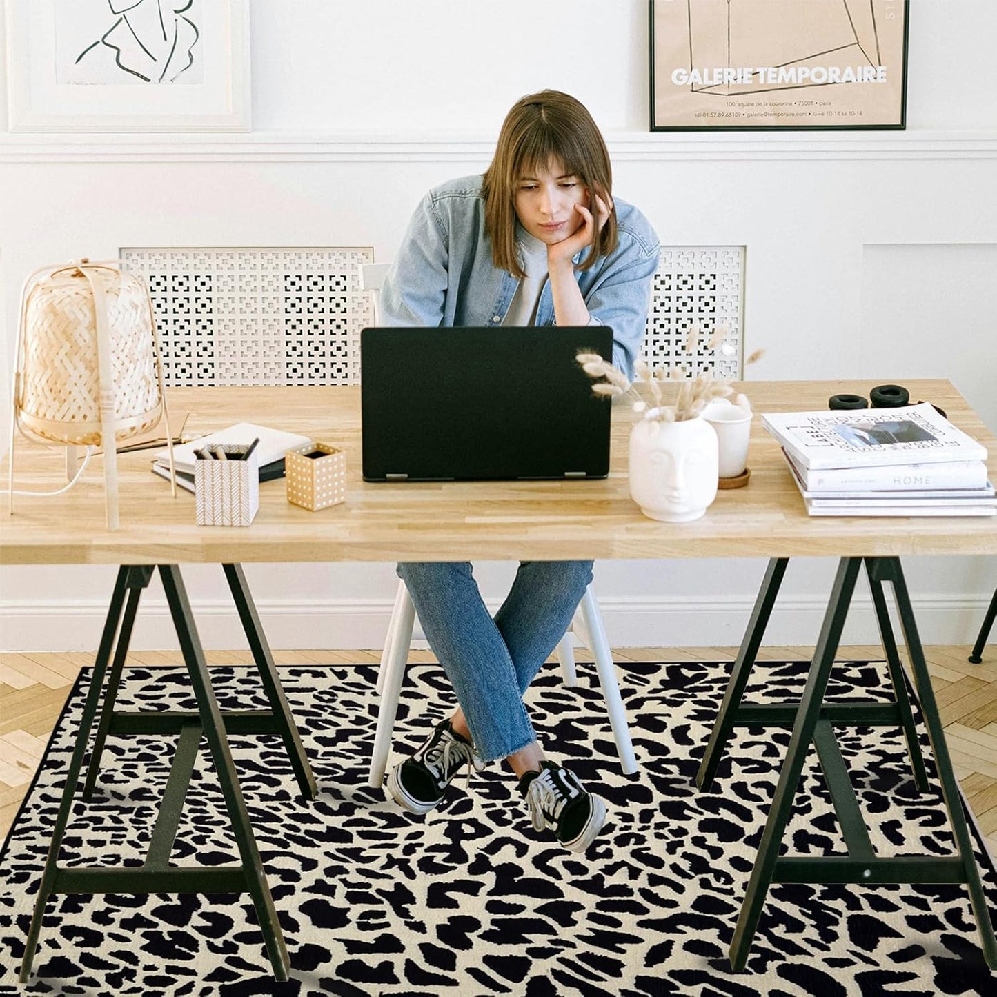 Office Chair Mat Beige Leopard