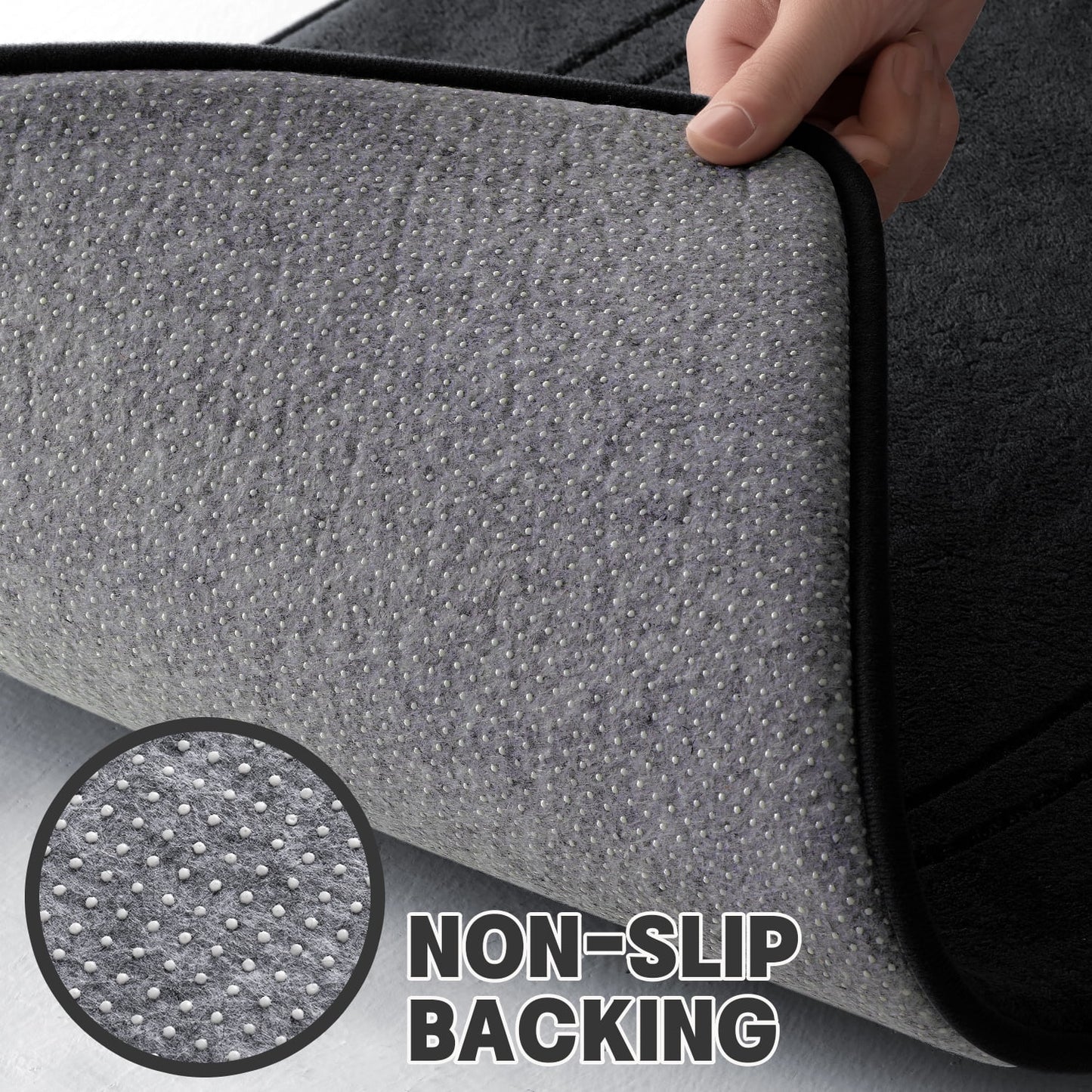 CHAKME 5 Piece Memory Foam Bath Mat Set Large 20inx46in & 32inx20in Long 24inx17in Small 18inx16in U Shaped Contour 24inx20in Non Slip Machine Washable Super Absorbent Classic Greek Key black