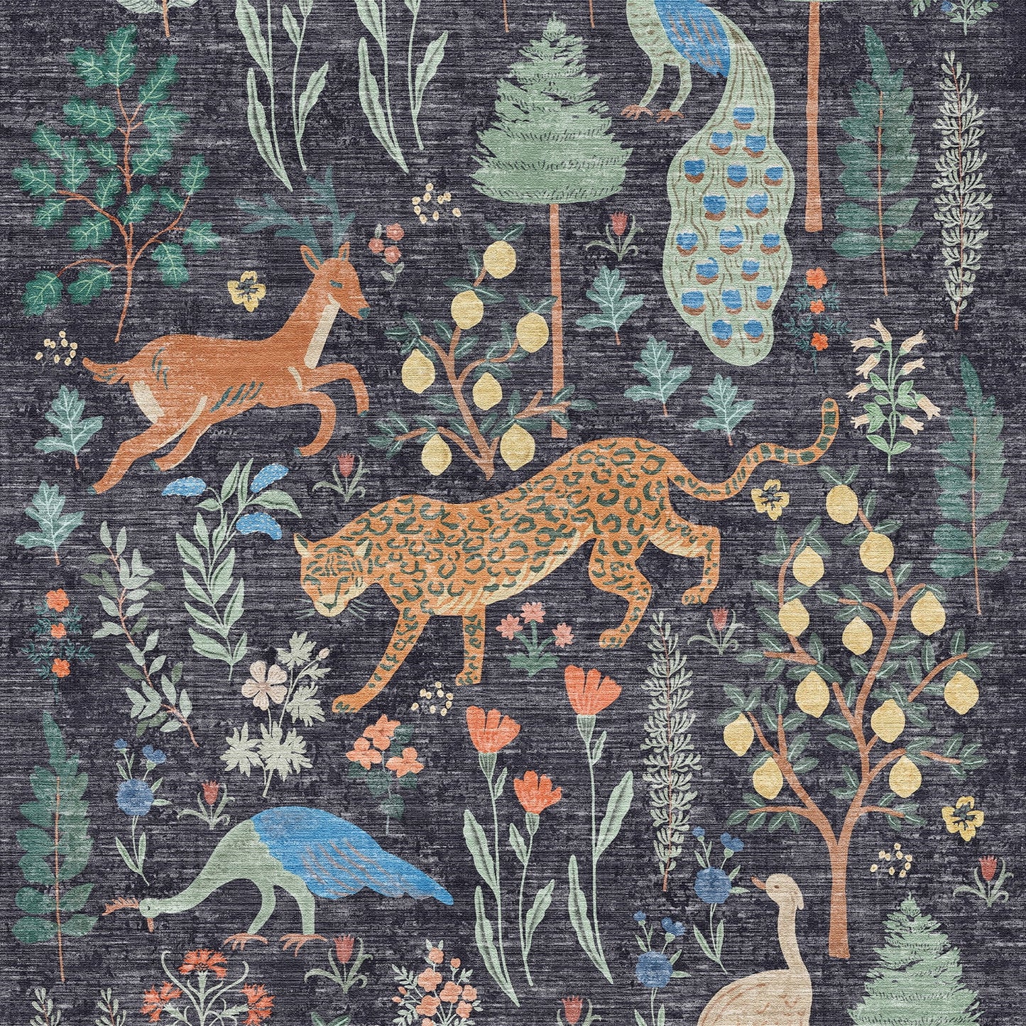CHAKME 4'x6' Jungle Safari Wild Animal Area Rug Machine Washable Non Slip Leopard Bird Botanical Plant Low Pile Floor Carpet Living Room Dining Room Bedroom