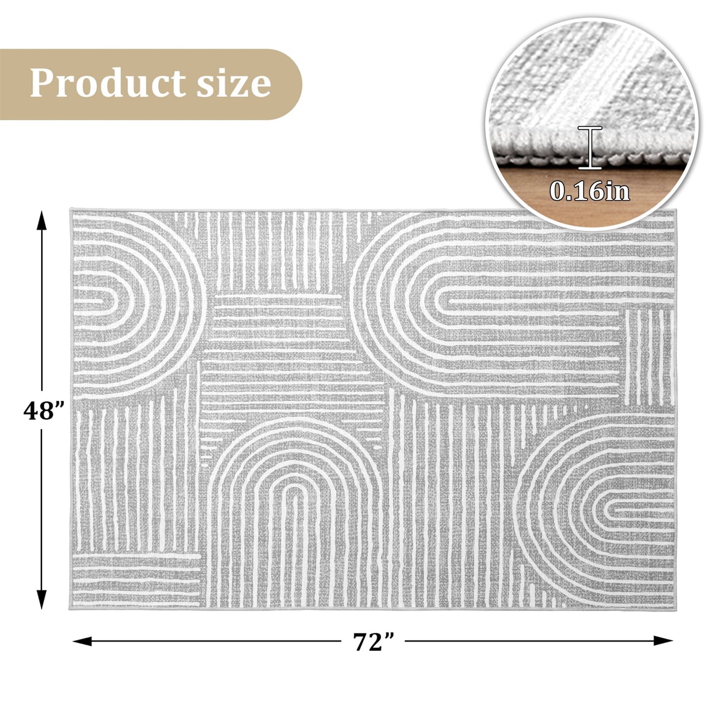 CHAKME Hardwood Floor Office Chair Mat, Non Slip Washable Floor Protector Desk Chair, 48in x 72in, Grey Wave Abstract