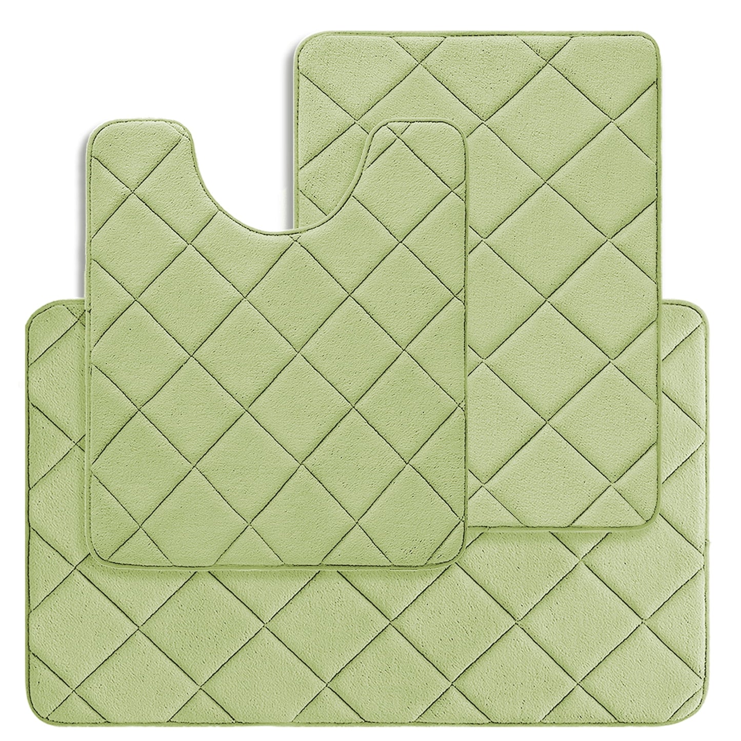 CHAKME Non-Slip 3 Piece Bathroom Rugs Set - Bath Mat for Tub, Shower, and Toilet, Rustic Lattice green