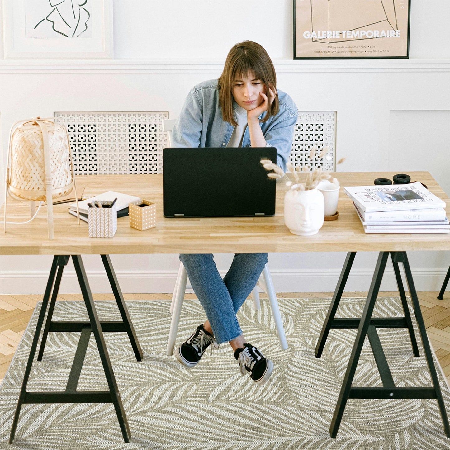 CHAKME 4'x6' Hardwood Floor Office Chair Mat Non Slip Washable Heavy Duty Desk Chair Floor Protector Low Pile Under Desk Rug Living Room Bedroom Home Office