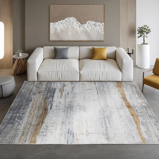 CHAKME 1'x2' Abstract Area Rugs Machine Washable Non Slip Modern Distressed Blue Grey Rust Living Room Bedroom Dining Room Office Kitchen Soft Indoor Carpet