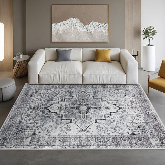 CHAKME 1'x2' Area Rugs Living Room Bedroom Ultra Thin Soft Washable Oriental Vintage Floral Carpet Distressed Rug Indoor Room Dorm Home Carpets Decor£¬Gray