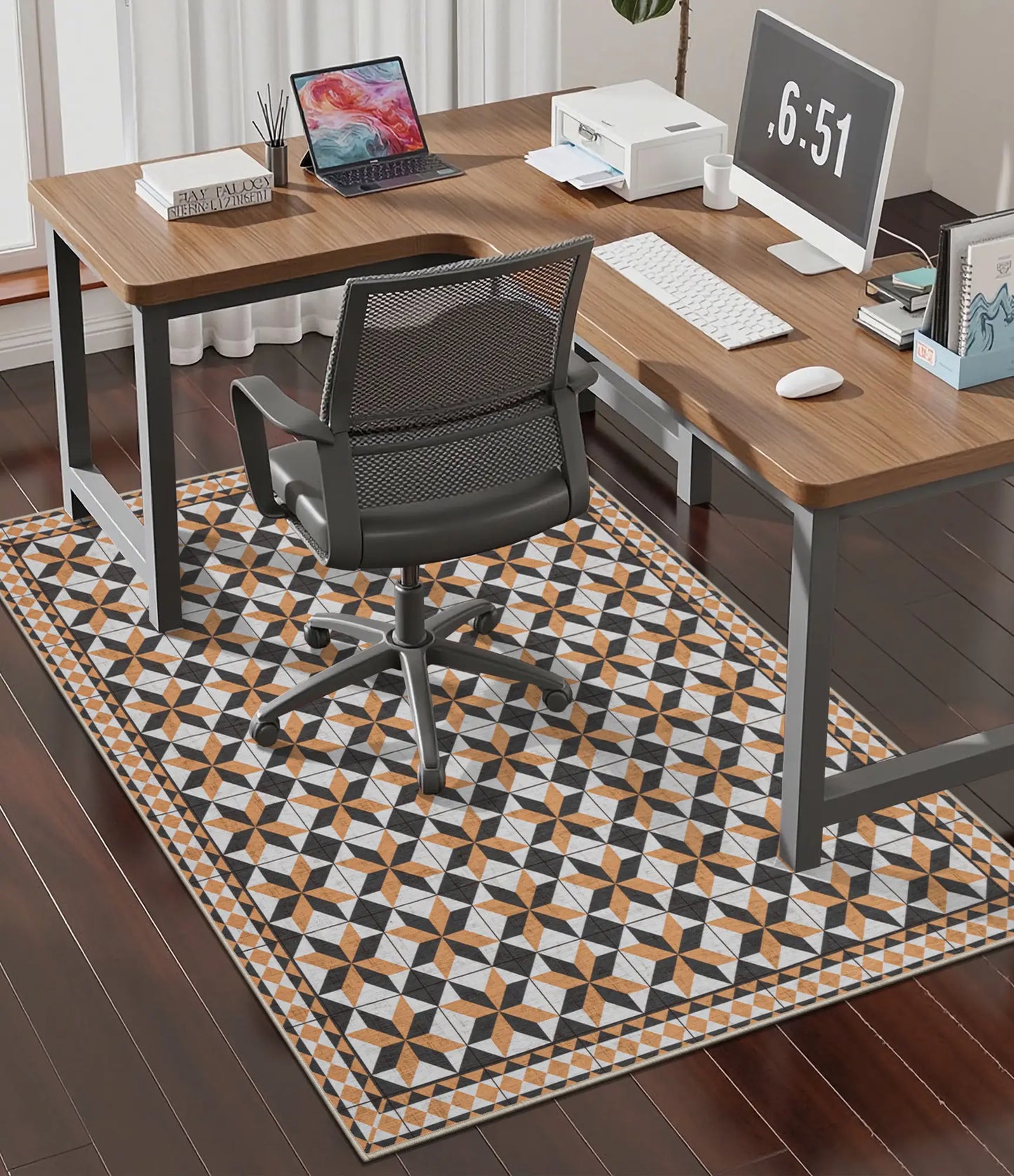 CHAKME 3'x4' Hardwood Floor Office Chair Mat Non Slip Washable Heavy Duty Desk Chair Floor Protector Low Pile Under Desk Rug Living Room Bedroom Home Office