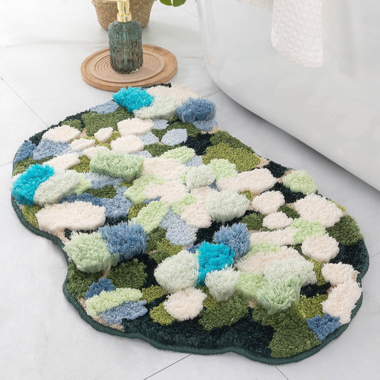CHAKME 3D-Round Area Rug Cute Green Grass Machine Washable Non-Slip Carpet Fluffy Living Bedroom Nursery Room Bathroom ,Grass
