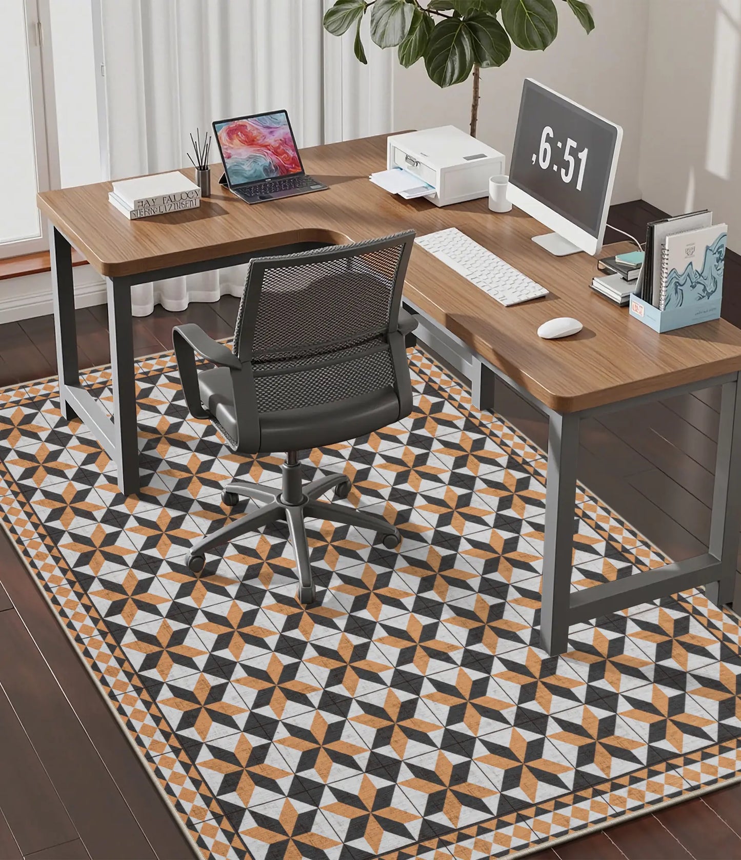 CHAKME 4'x5' Hardwood Floor Office Chair Mat Non Slip Washable Heavy Duty Desk Chair Floor Protector Low Pile Under Desk Rug Living Room Bedroom Home Office