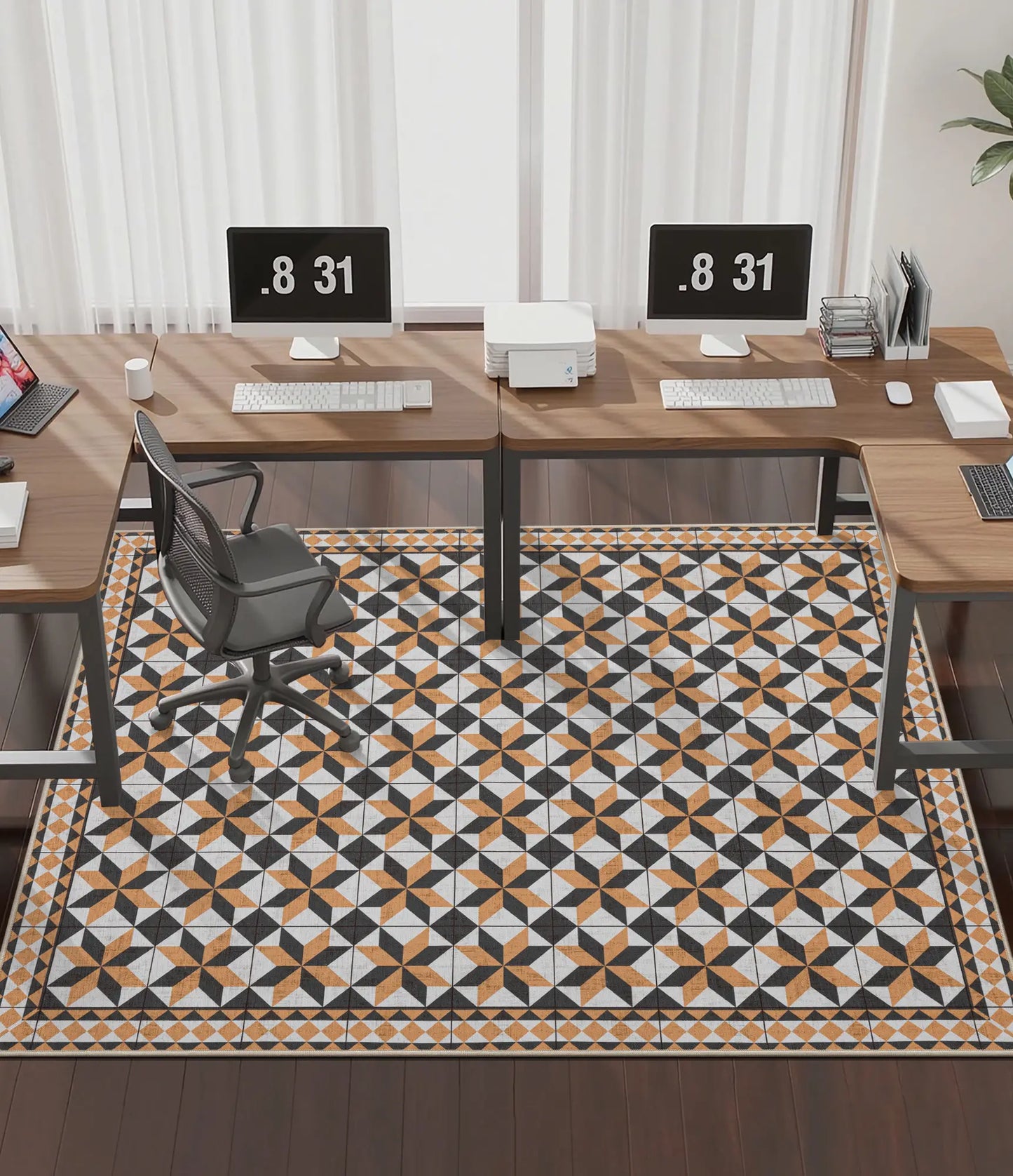 CHAKME 4'x6' Hardwood Floor Office Chair Mat Non Slip Washable Heavy Duty Desk Chair Floor Protector Low Pile Under Desk Rug Living Room Bedroom Home Office