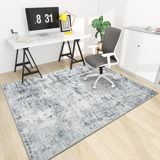 CHAKME 48in X 60in Abstract Grey Protective Flooring Office Chair Mat Hardwood Floor Tile Floor Heavy Duty Desk Chair Mat Carpet Anti Slip Office Floor Mat Rolling Chairs Low Pile Under Desk Rug