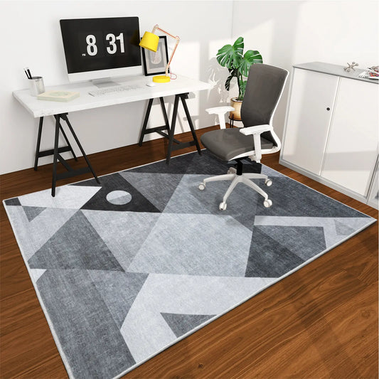 CHAKME 48in X 60in Grey Geometric Protective Flooring Office Chair Mat Hardwood Floor Tile Floor Heavy Duty Desk Chair Mat Carpet Anti Slip Office Floor Mat Rolling Chairs Low Pile Under Desk Rug