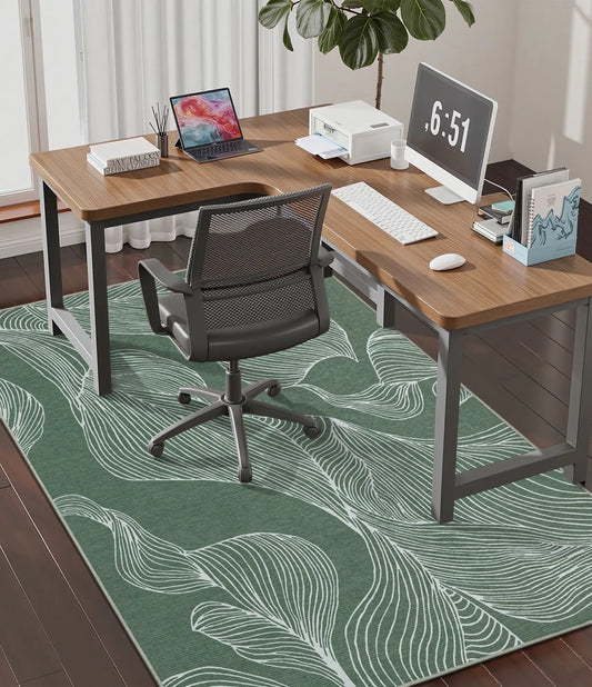CHAKME 48in X 60in Sage Green Line Art Protective Flooring Office Chair Mat Hardwood Floor Tile Floor Heavy Duty Desk Chair Mat Carpet Anti Slip Office Floor Mat Rolling Chairs Low Pile Under Desk Rug