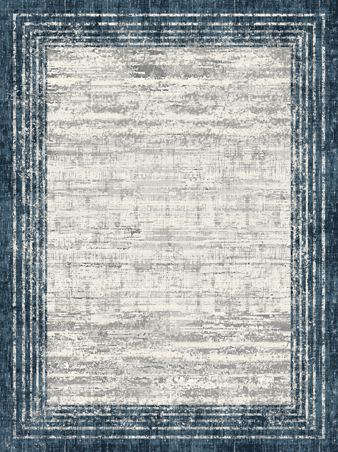 CHAKME 48inx60in Navy Blue Distressed Border Desk Chair Mat, Anti Slip Low Pile for Hardwood/Tile Floor