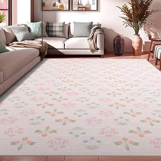 CHAKME 5'x7' Washable Non Slip Area Rug Ultra Soft Floral Carpet Living Room Large Vintage Green American Country Flower Rugs Distressed Retro Farmhouse Floor Mat, Pink Green