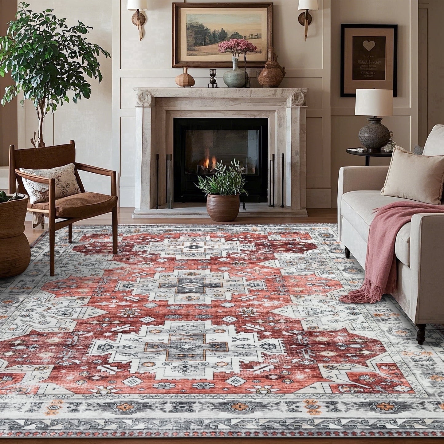 CHAKME 8'x10'Area Rugs Living Room Bedroom Large Ultra Thin Soft Washable Oriental Vintage Floral Carpet Distressed Rug Big Indoor Room Dorm Home Carpets Decor£¬Mul