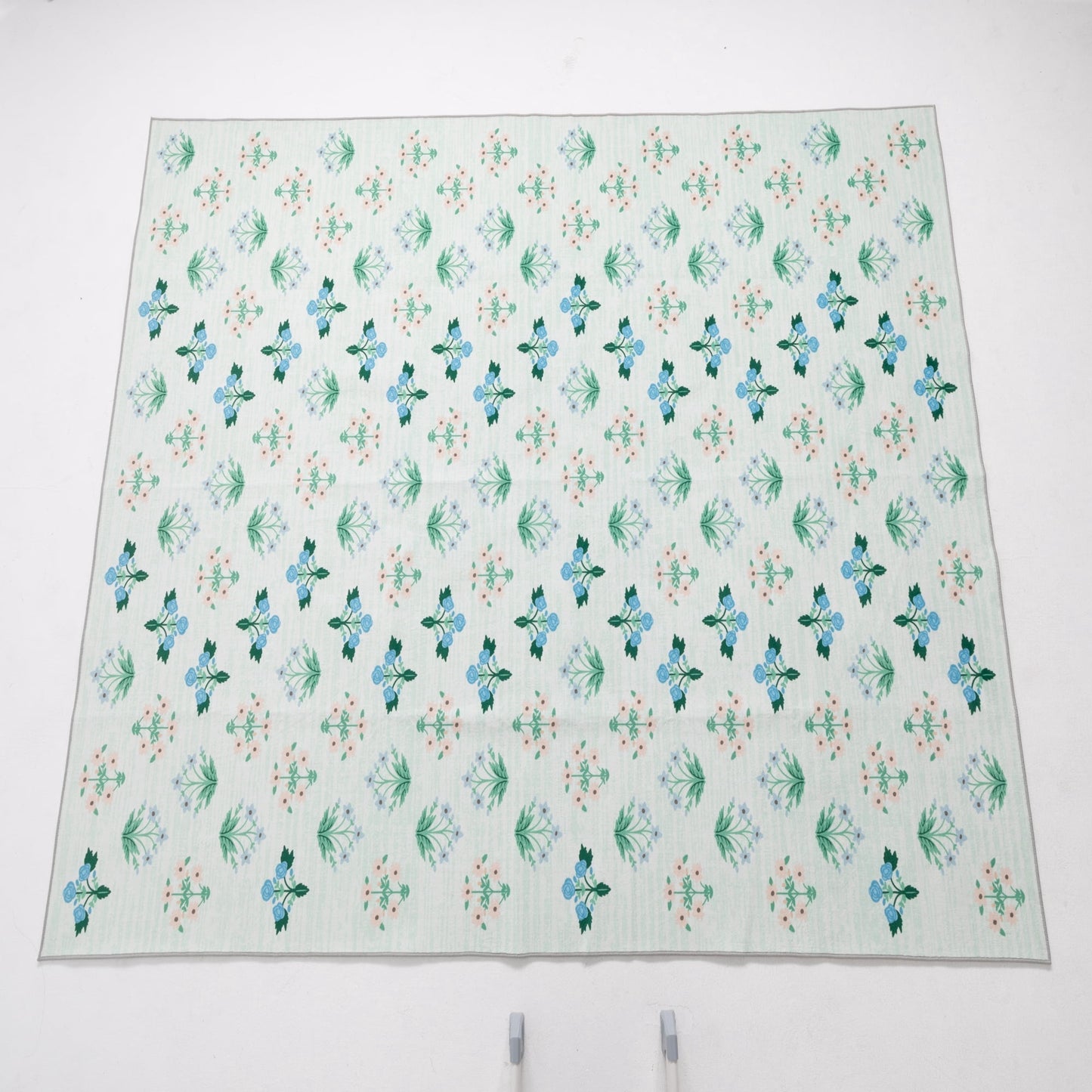 CHAKME 8'x10' Washable Non Slip Area Rug Ultra Soft Floral Carpet Living Room Large Vintage Green American Country Flower Rugs Distressed Retro Farmhouse Floor Mat, Blue Green