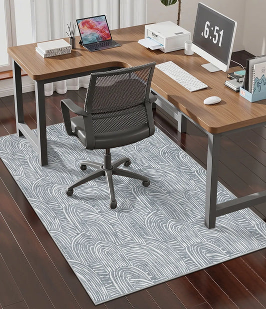 CHAKME Arched Chair Mat Hardwood Floor 36 x 48 Non Slip Washable Office Chair Mat Desk Chair Floor Protector
