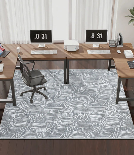 CHAKME Hardwood Floor Office Chair Mat, Non Slip Washable Floor Protector Desk Chair, 48in x 72in, Grey Arched Pattern