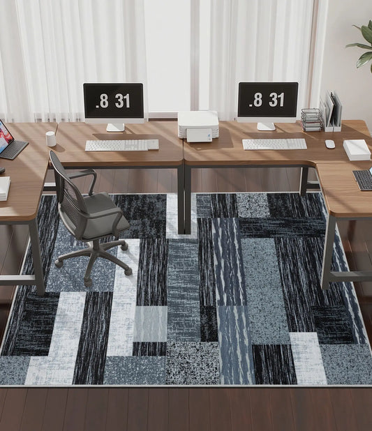 CHAKME Hardwood Floor Office Chair Mat, Non Slip Washable Floor Protector Desk Chair, 48in x 72in, Grey Patchwork