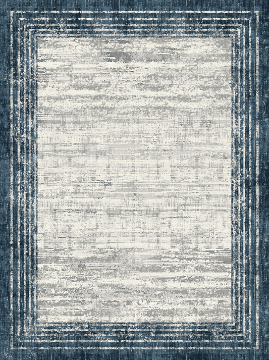 CHAKME Navy Blue Distressed Office Chair Mat 3'x4' Non Slip Washable Easy Glide Carpet Protector Hardwood Floor Rustic Border Desk Chair Rug
