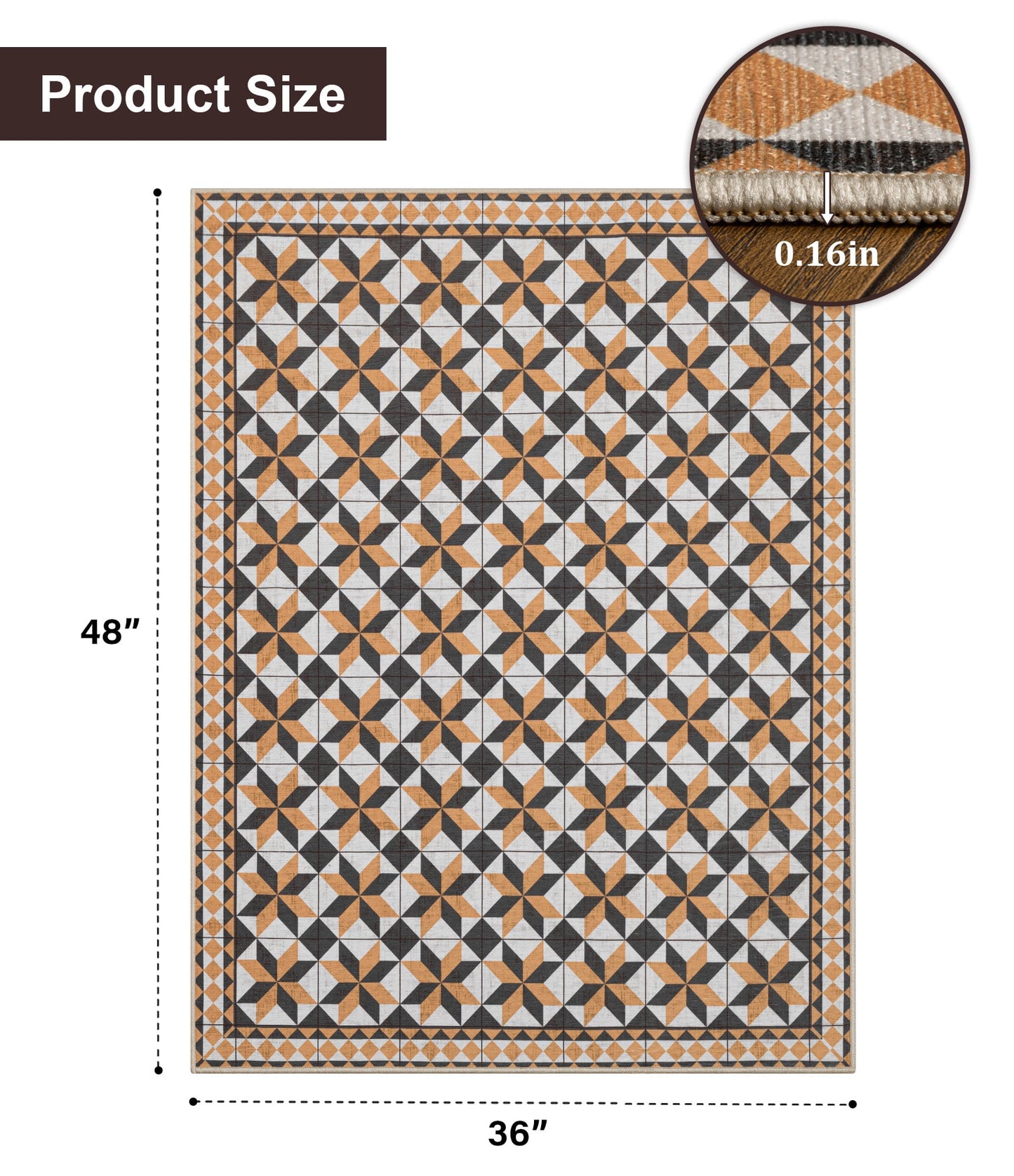 CHAKME 3'x4' Hardwood Floor Office Chair Mat Non Slip Washable Heavy Duty Desk Chair Floor Protector Low Pile Under Desk Rug Living Room Bedroom Home Office