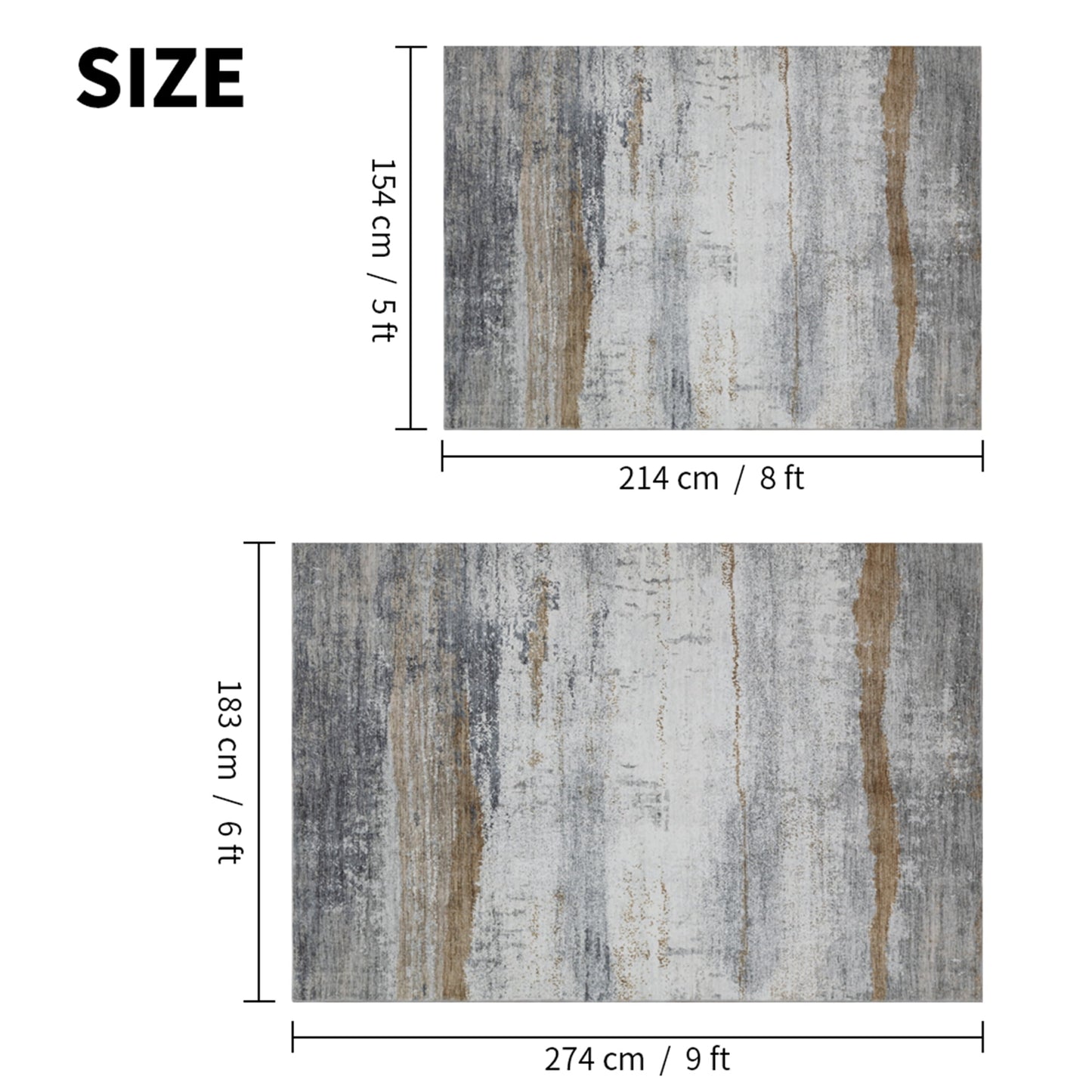 CHAKME 1'x2' Abstract Area Rugs Machine Washable Non Slip Modern Distressed Blue Grey Rust Living Room Bedroom Dining Room Office Kitchen Soft Indoor Carpet