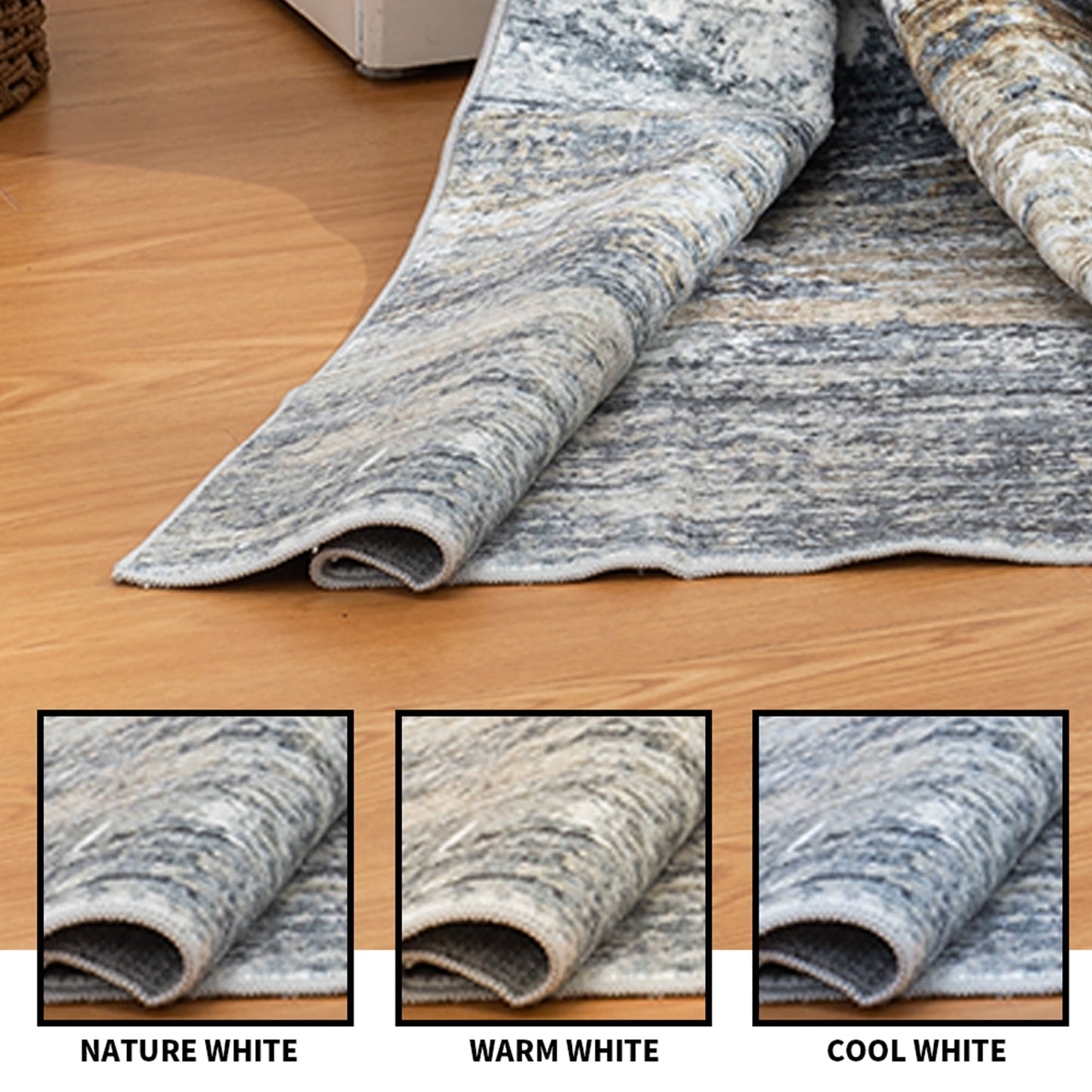 CHAKME 1'x2' Abstract Area Rugs Machine Washable Non Slip Modern Distressed Blue Grey Rust Living Room Bedroom Dining Room Office Kitchen Soft Indoor Carpet