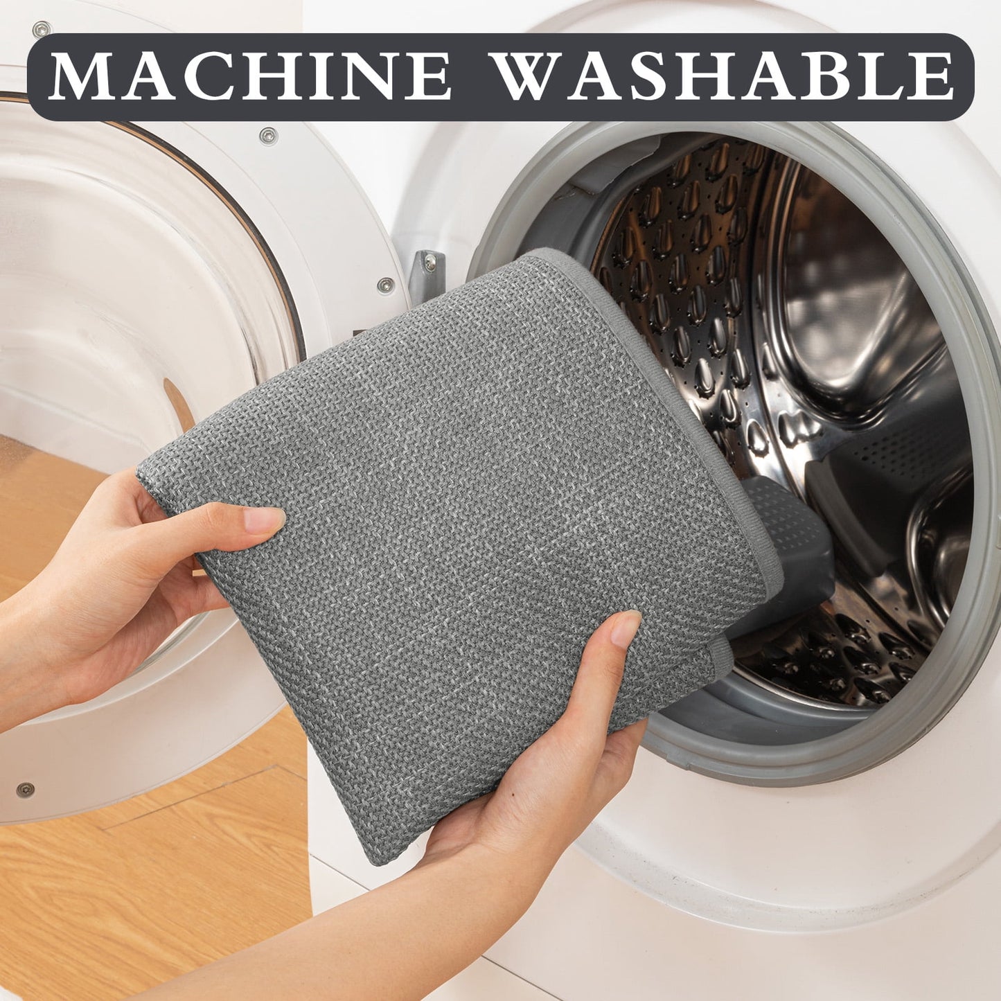 CHAKME 5 Pcs Bathroom Rug Set Thin Non Slip Washable Quick Dry Absorbent Bath Mat Rubber Backing Shower Tub Floor Toilet Rugs DARK GRAY