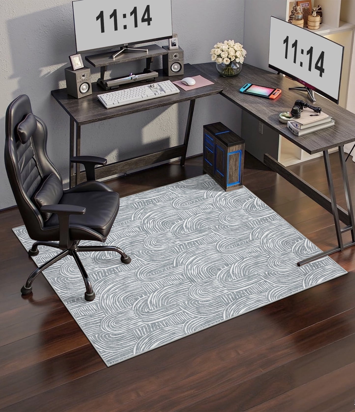 CHAKME Arched Chair Mat Hardwood Floor 36 x 48 Non Slip Washable Office Chair Mat Desk Chair Floor Protector